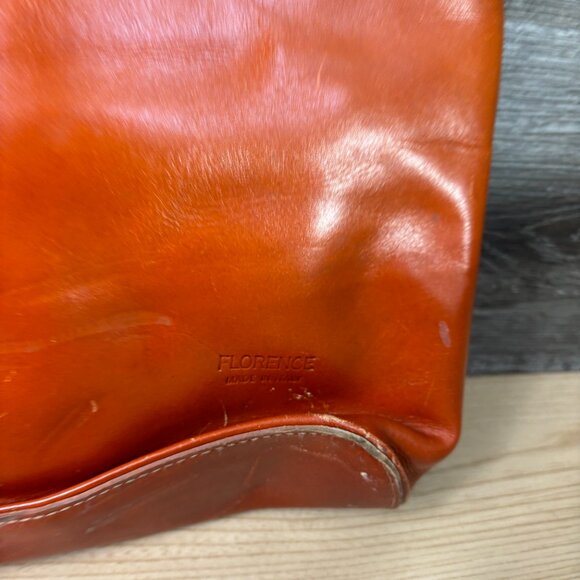 Vintage Florence Leather Bag Horse In Pelle Brown Asymmetrical Vfine Backpack Co - Picture 4 of 11